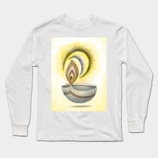 Diwali Greeting Card Oil Lamp Digital Wacom Tablet Illustration Long Sleeve T-Shirt